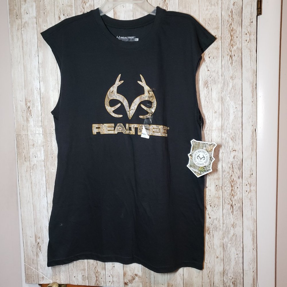 NWT RealTree Black Sleeveless T-Shirt Large